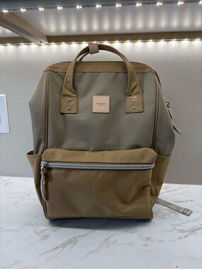 Himawari Women's Two-Tone Khaki Canvas Backpack
